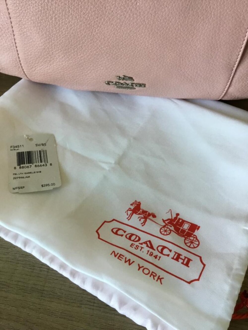 Coach Isabelle Pebble Leather Blush Pink Convertible Shoulder Crossbody NWT $395 - Picture 2 of 14